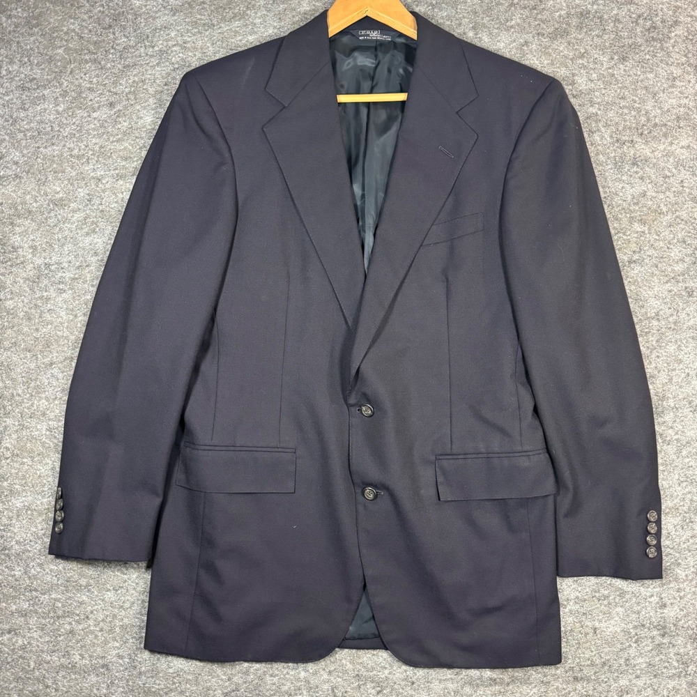 Vintage Polo Ralph Lauren Blazer Jacket Mens 40R Navy Blue Wool Sport Coat